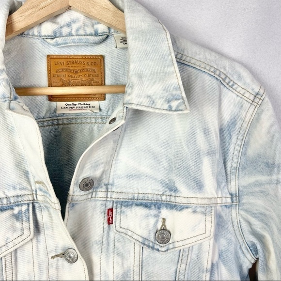 Levi's Ex-Boyfriend Acid Wash Button Down Denim Trucker Jacket S - Picture 4 of 5